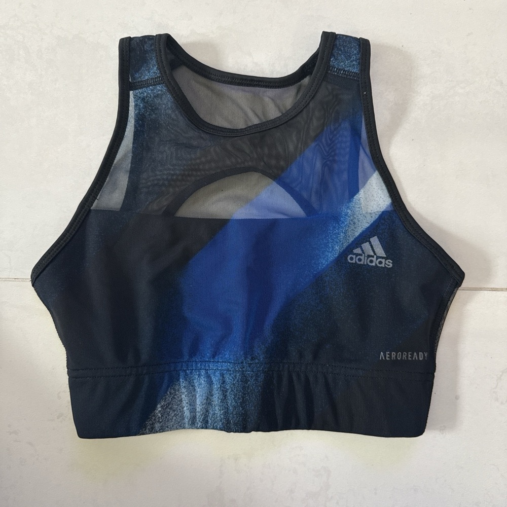 Adidas Black and Blue AEROREADY Sports Bra